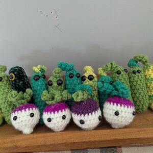 Handmade Crochet Small Pet Toys (8) - Green and Purple